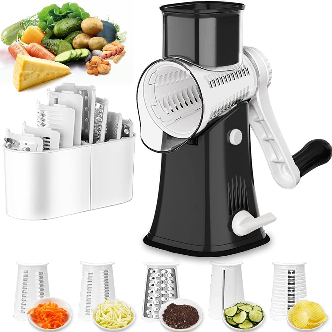 Amazon.com: Rotary Cheese Grater Shredder 5-in-1 Tumbling Box